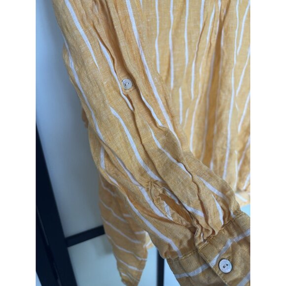 C&C California Linen Tunic Shirt Womens 1X Striped Beach Resort Boho Lagenlook - Picture 9 of 14
